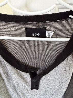 BDG Black Trim Gray Henley Shirt. New